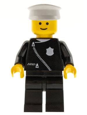 Police - Zipper with Badge, Black Legs, White Hat (cop013)