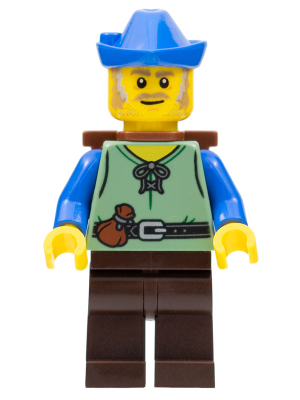 Peasant - Male, Dark Brown Legs, Blue Hat, D-Basket (cas579)
