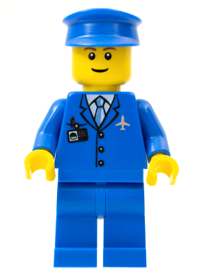 Airport - Blue 3 Button Jacket and Tie, Blue Hat, Blue Legs, Reddish Brown Eyebrows (air046b)