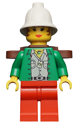 Pippin Reed / Miss Gail Storm - Green Open Shirt, Red Legs, White Pith Helmet, Brown Backpack (adv044)