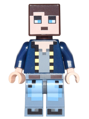 Minecraft Skin 8 - Pixelated, Dark Blue Jacket and Bright Light Blue and Sand Blue Legs (min041)