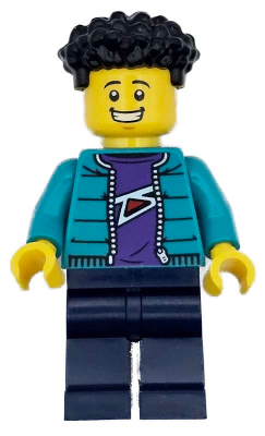 Race Photographer - Male, Dark Turquoise Jacket, Dark Blue Legs, Black Coiled Hair (cty1719)