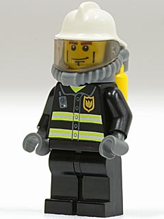 Fire - Reflective Stripes, Black Legs, White Fire Helmet, Breathing Neck Gear with Air Tanks (cty0024)