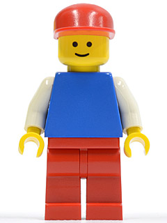 Plain Blue Torso with White Arms, Red Legs, Red Cap (pln038)