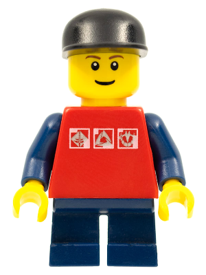 Red Shirt with 3 Silver Logos, Dark Blue Arms, Dark Blue Short Legs, Black Cap (twn085)
