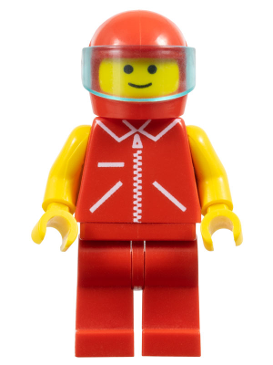 Jacket Red with Zipper - Yellow Arms - Red Legs, Red Helmet, Trans-Light Blue Visor (jred012)