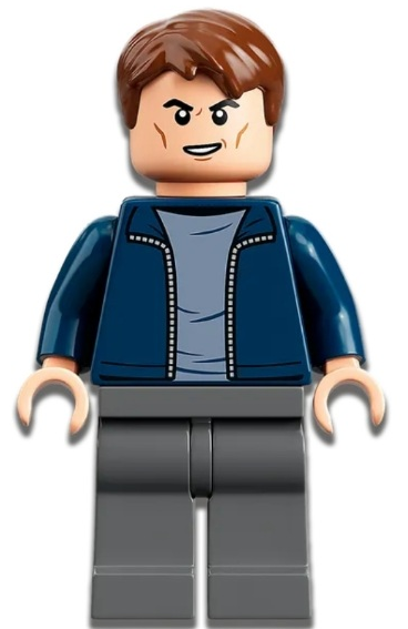 Security Guard - Male, Dark Blue Jacket, Dark Bluish Gray Legs, Reddish Brown Hair (jw093)