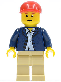 Dark Blue Jacket, Light Blue Shirt, Tan Legs, Red Short Bill Cap (twn047a)