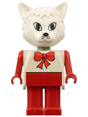 Fabuland Cat - Catherine / Cathy Cat (Cook), White Head and Top with Red Bow (fab3h)