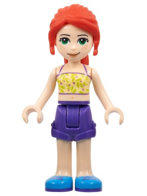 Friends Mia - Dark Purple Shorts, Yellowish Green Top with Vines (frnd0384)