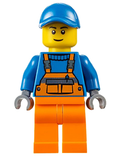 Overalls with Safety Stripe Orange, Orange Legs, Blue Short Bill Cap, Thin Grin (cty0609)