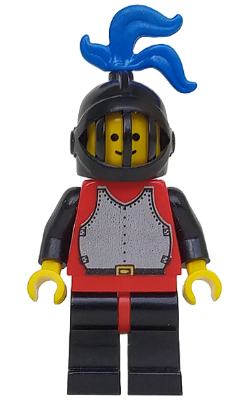 Breastplate - Red with Black Arms, Black Legs with Red Hips, Black Grille Helmet, Blue Plume (cas194)