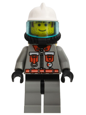 Fire - City Center 5, Light Gray Legs with Black Hips, White Fire Helmet, Air Tanks (firec014)
