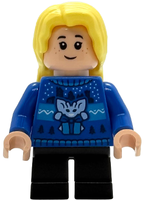Luna Lovegood - Blue Holiday Sweater, Black Short Legs (hp594)