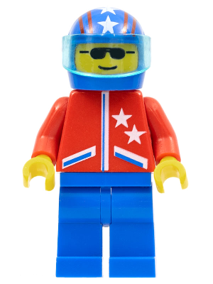 Jacket 2 Stars Red - Blue Legs, Blue Helmet 4 Stars & Stripes, Trans-Light Blue Visor (jstr005)