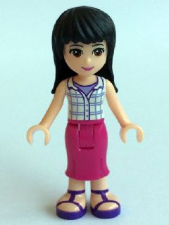 Friends Maya - Magenta Mid Length Skirt, White Plaid Button Shirt (frnd0131)