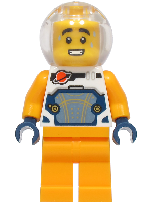 Astronaut - Male, White Spacesuit with Bright Light Orange Arms, Bright Light Orange Legs, Trans-Clear Fishbowl Helmet (idea273)