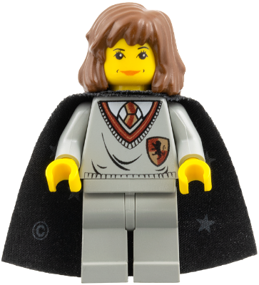 Hermione Granger - Gryffindor Shield Torso, Light Gray Legs, Black Cape with Stars (hp002)