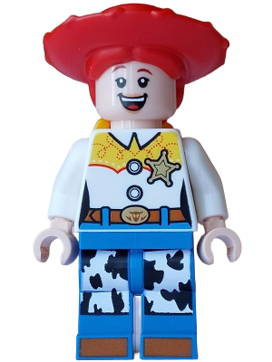 Jessie - Normal Legs, Minifigure Head and Bow, Printed Dark Orange Boot Tips, Sheriff Star Badge (dis193)