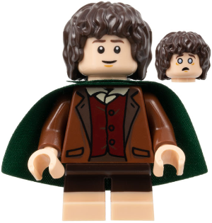 Frodo Baggins - Reddish Brown Jacket, Light Nougat Feet, Dark Green Cape (lor112)