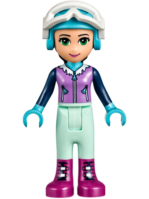Friends Emma - Light Aqua Trousers, Medium Lavender Ski Vest, Helmet, Goggles (frnd0216)