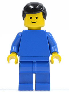 Plain Blue Torso with Blue Arms, Blue Legs, Black Male Hair (pln141)