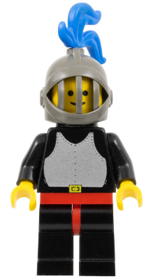 Breastplate - Black, Black Legs and Red Hips, Dark Gray Grille Helmet, Blue Plume, Black Plastic Cape (cas217)