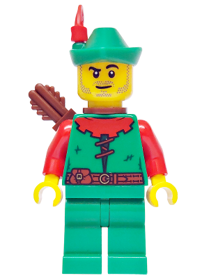 Forest Stronghold Forestman - Red, Green Hat, Red Feather, Quiver, Stubble (bdp177)