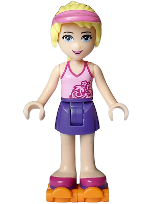 Friends Stephanie - Dark Purple Skirt, Bright Pink Top, Orange Roller Skates (frnd0106)