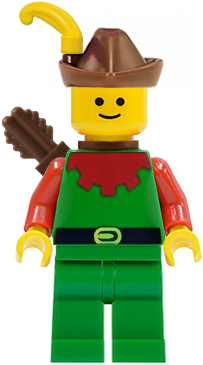 Forestman - Red, Brown Hat, Yellow Feather, Quiver (cas140a)