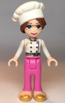 Friends Lillie - White Jacket, Dark Pink Pants, White Chef Toque with Hair (frnd0354)