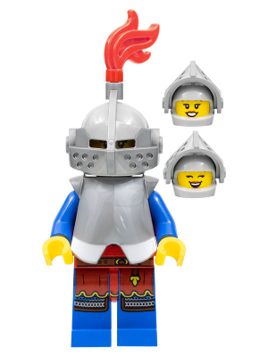 Lion Knight - Female, Light Bluish Gray Helmet, Flat Silver Visor, Red Plume, Flat Silver Armor (cas559)