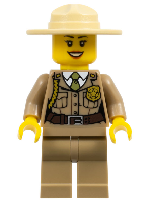 Forest Police - Dark Tan Jacket with Pockets, Gold Badge and Braid, Olive Green Tie, Dark Tan Legs, Campaign Hat (cty0263)
