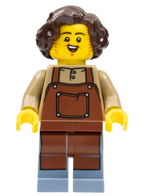 Tavern Keeper - Male, Reddish Brown Apron, Sand Blue Legs, Dark Brown Hair (cas578)