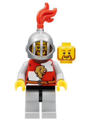 Kingdoms - Lion Knight Quarters, Helmet with Fixed Grille, Brown Beard Rounded (cas444)