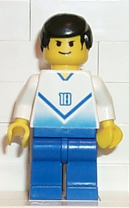 Soccer Player White & Blue Team with shirt #18 (soc094)