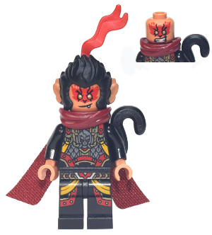 Evil Macaque - Black and Red Armor, Dark Red Cape, Monkey Tail (mk075)