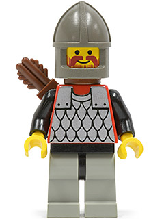 Scale Mail - Red with Black Arms, Light Gray Legs with Black Hips, Dark Gray Chin-Guard, Quiver (cas235)
