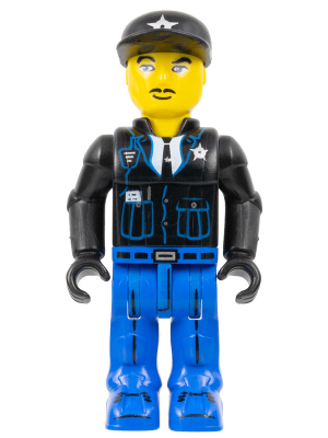 Police - Blue Legs, Black Jacket, Black Cap with Star (4154543) (js016)
