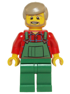 Overalls Farmer Green, Dark Tan Hair and Beard (hol067)