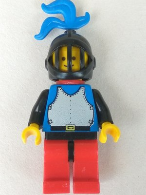 Breastplate - Blue with Black Arms, Red Legs with Black Hips, Black Grille Helmet, Blue Plume, Red Plastic Cape (cas184)