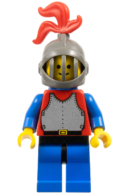 Breastplate - Red with Blue Arms, Blue Legs with Black Hips, Dark Gray Grille Helmet, Red Plume, Blue Plastic Cape (cas189a)