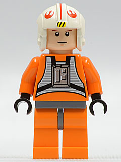 Luke Skywalker - Pilot Suit, Simple Torso and Helmet, Light Nougat Head, White Glints (sw0090a)