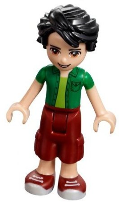 Friends Oliver - Dark Red Cropped Trousers Large Pockets, Green Shirt (frnd0182)