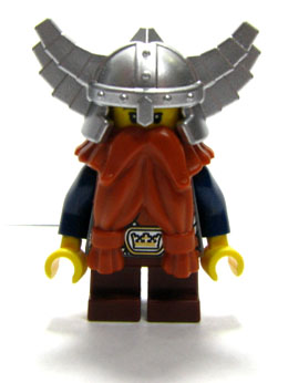 Fantasy Era - Dwarf, Dark Orange Beard, Metallic Silver Helmet with Wings, Dark Blue Arms (cas373)