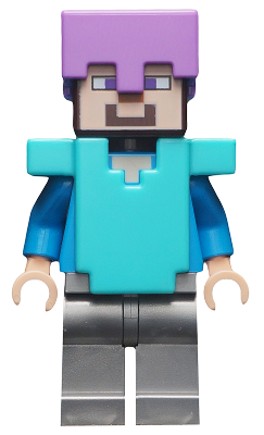 Steve (Light Nougat) - Flat Silver Legs, Medium Lavender Helmet, Medium Azure Armor (min060)