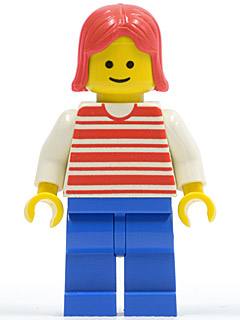 Horizontal Lines Red - White Arms - Blue Legs, Red Female Hair (hor027)