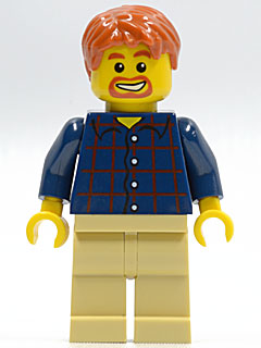 Plaid Button Shirt, Tan Legs, Dark Orange Short Tousled Hair, Dark Orange Goatee and Eyebrows (twn075)