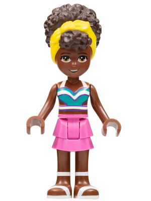Friends Nandi - White and Dark Turquoise Bikini Top, Dark Pink Skirt, White Sandals, Yellow Head Wrap (frnd0555)