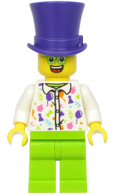 Birthday Party Guest, Dark Purple Top Hat, Green Glasses, White Shirt, Lime Legs (hol197)